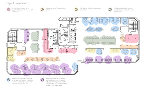 Plan showing furniture layout for Third Floor in Marj